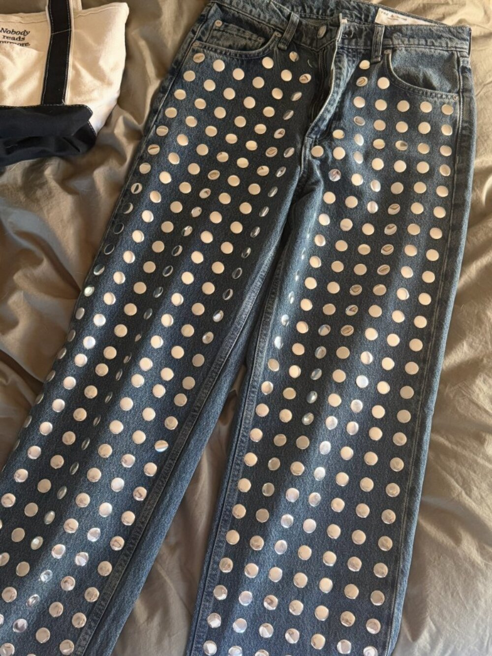 Rag & Bone Shea Studded High Rise Straight Jeans Size 25 - Picture 11 of 12